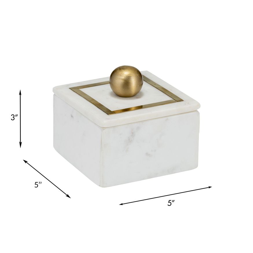 Sagebrook 5"x5" Marble Box Knob - White