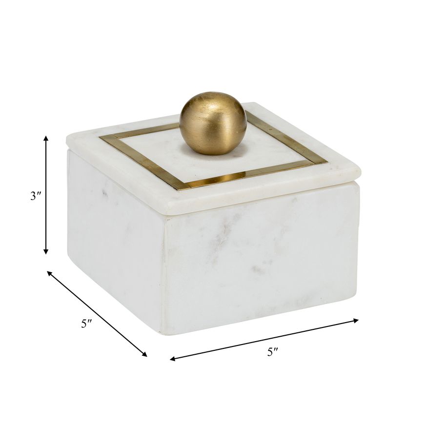 Sagebrook 5"x5" Marble Box Knob - White