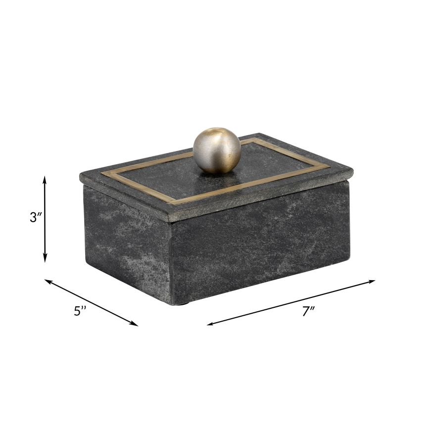 Sagebrook 7"x5" Marble Rectangular Box Knob - Black