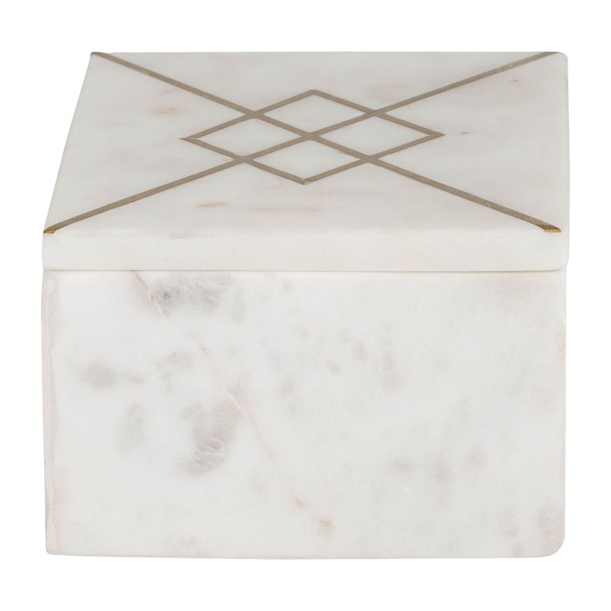 Sagebrook - 7"x5" Marble Box With Inlay in White