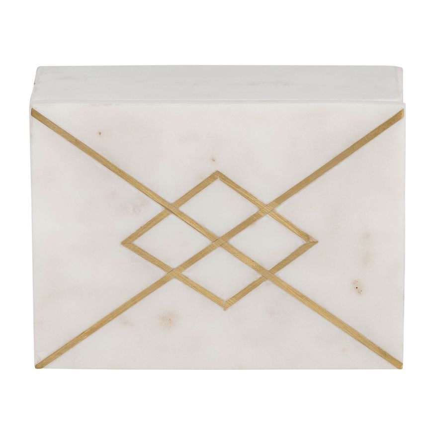 Sagebrook - 7"x5" Marble Box With Inlay in White