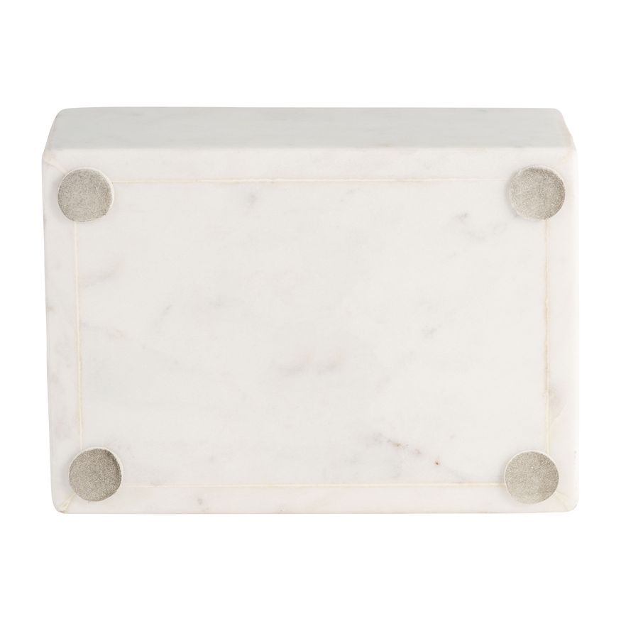 Sagebrook - 7"x5" Marble Rectangular Box Brass Inlay in White