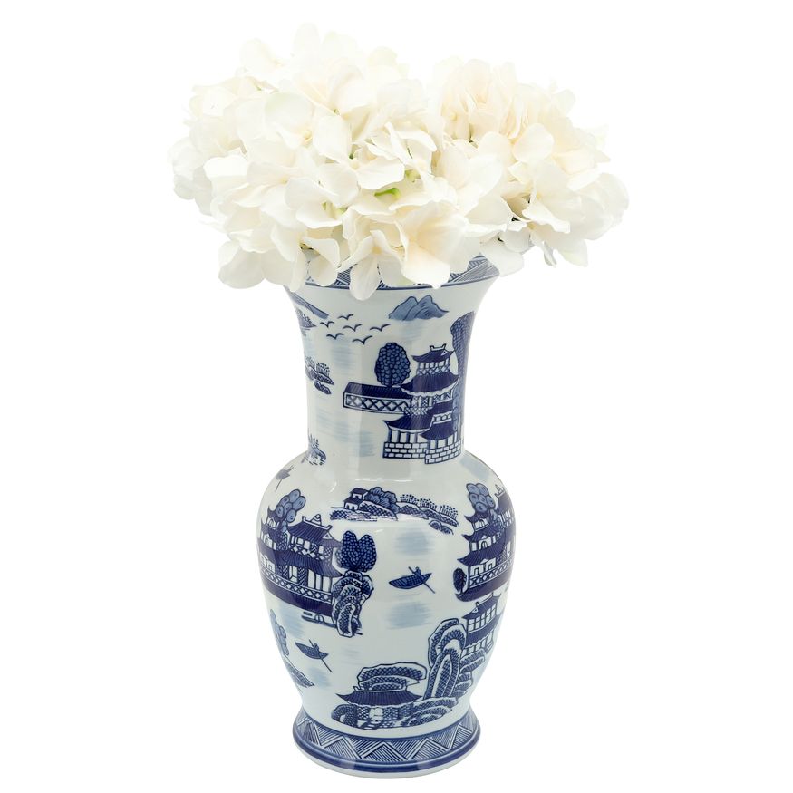 Sagebrook 16" Ceramic Chinoiserie Vase - Blue