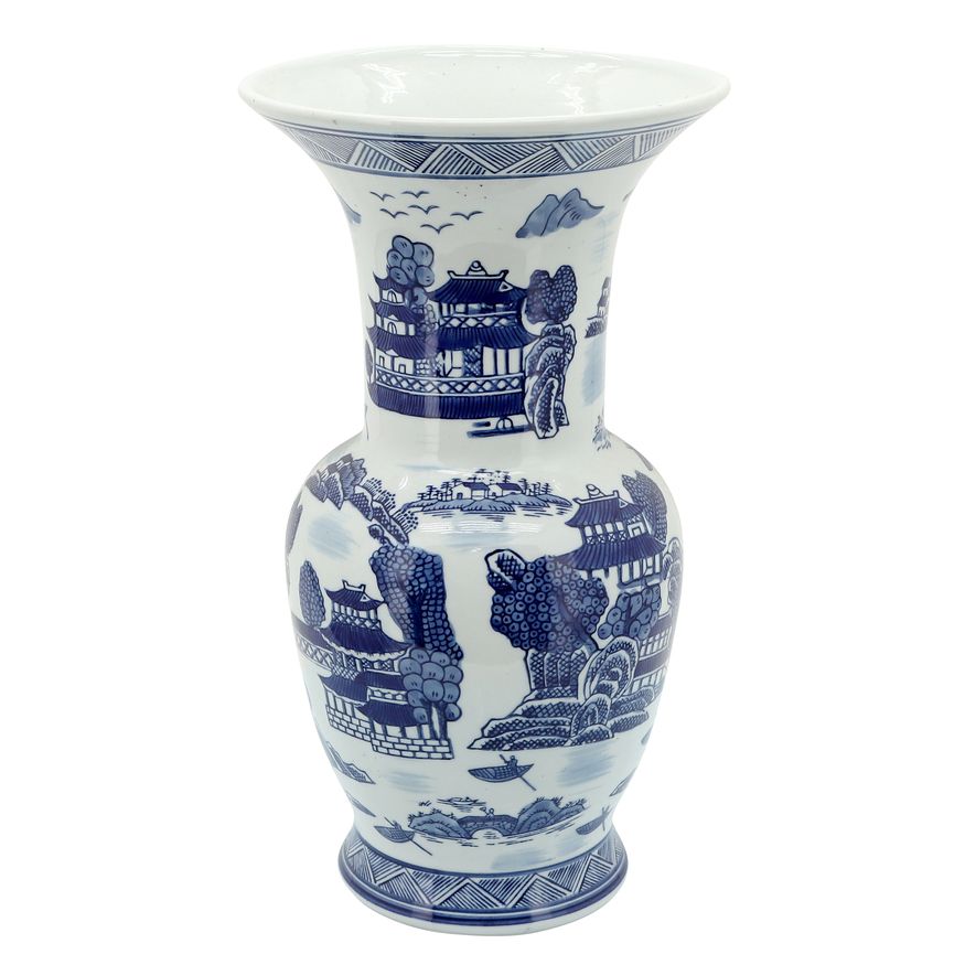 Sagebrook 16" Ceramic Chinoiserie Vase - Blue