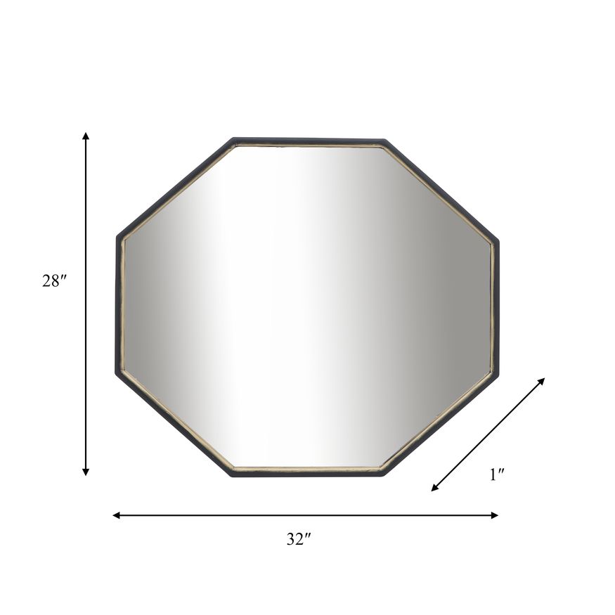 Sagebrook Metal Octagonal Mirror - Black/Gold