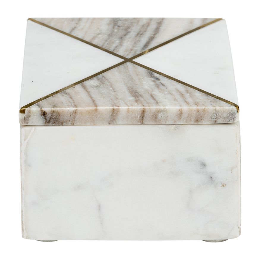 Sagebrook - 7"x5" Marble Rectagular Box WithInlay in White/Brown