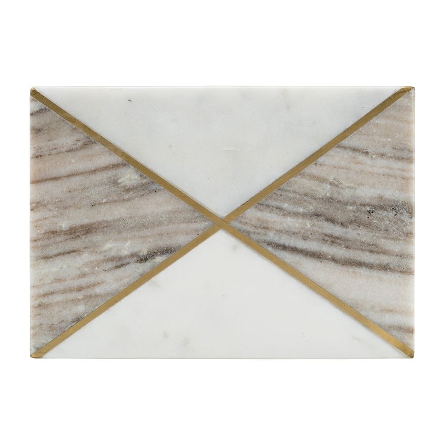 Sagebrook - 7"x5" Marble Rectagular Box WithInlay in White/Brown