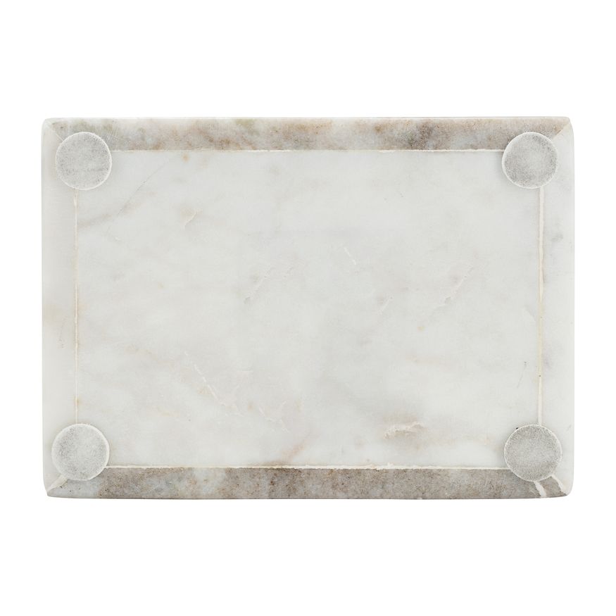 Sagebrook - 7"x5" Marble Rectagular Box WithInlay in White/Brown