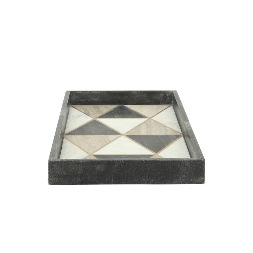 Sagebrook - 9"x18" Marble Rectangular Tray in Black/White