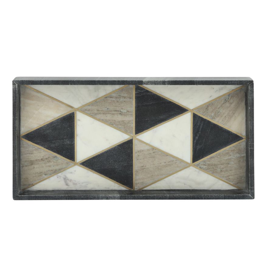 Sagebrook - 9"x18" Marble Rectangular Tray in Black/White