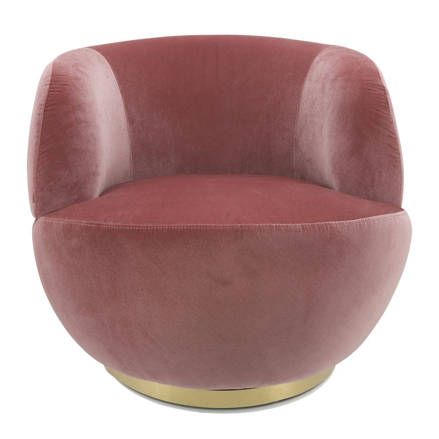 Sagebrook™ Velveteen Swivel Chair With Gold Base - Pink