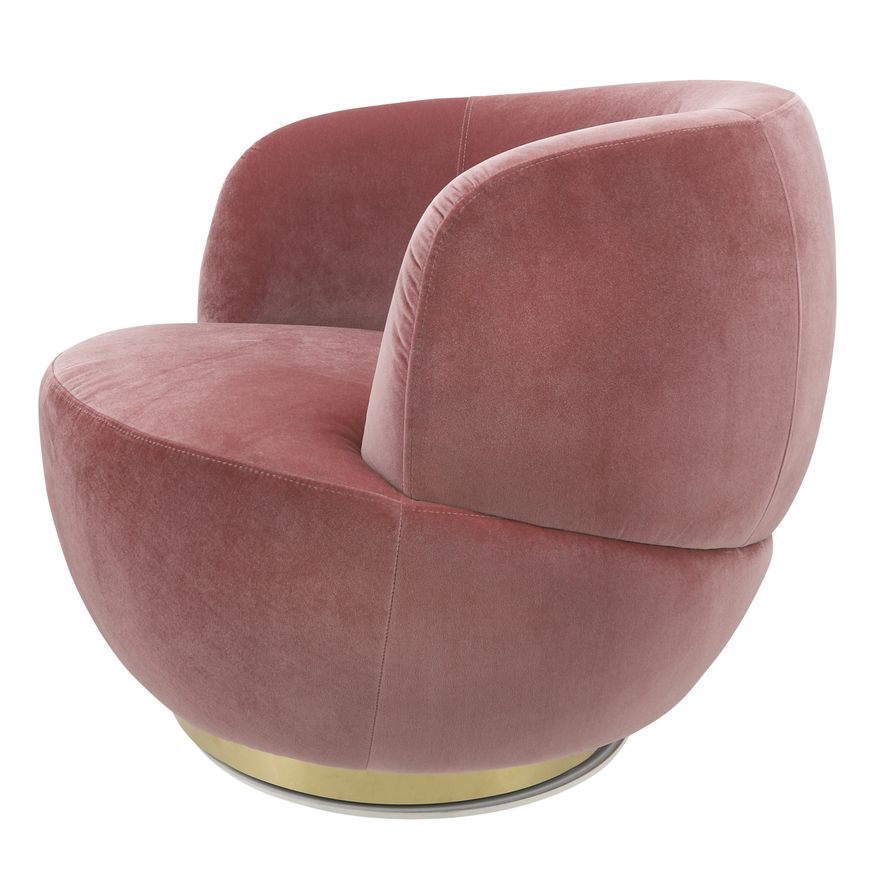 Sagebrook™ Velveteen Swivel Chair With Gold Base - Pink