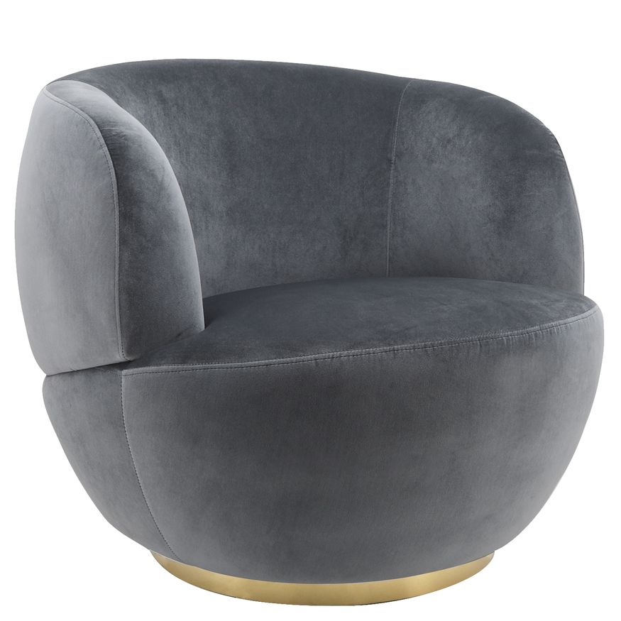 Sagebrook™ Velveteen Swivel Chair With Gold Base - Gray