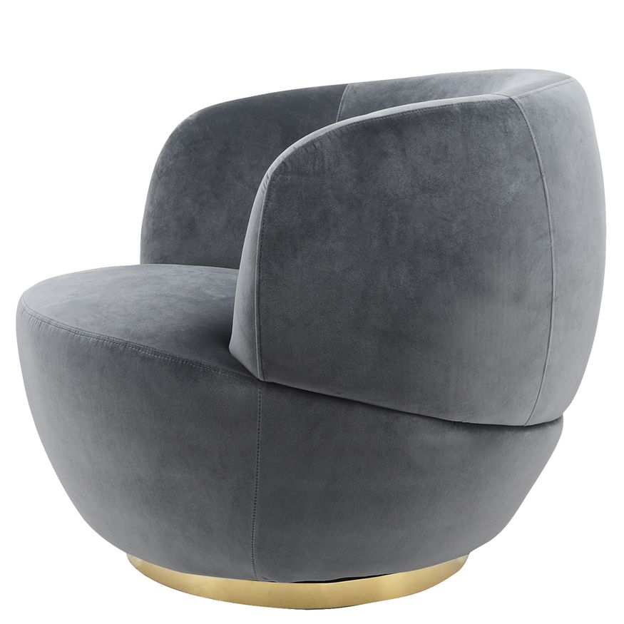 Sagebrook™ Velveteen Swivel Chair With Gold Base - Gray