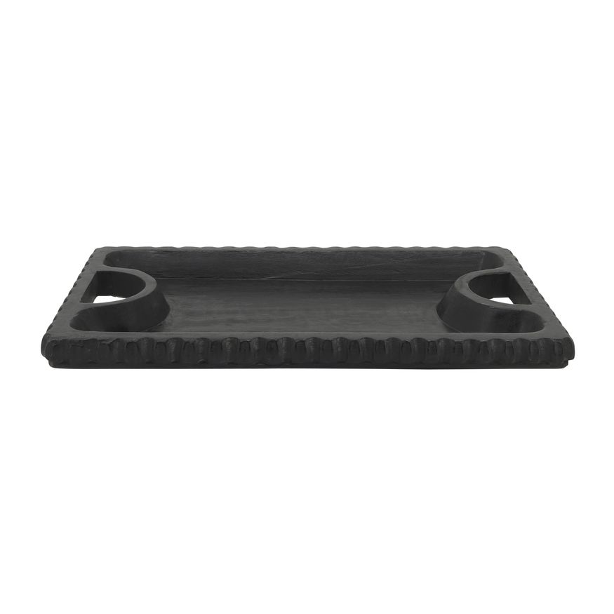 Sagebrook 25"x15" Wood Scalloped Edge Tray - Black