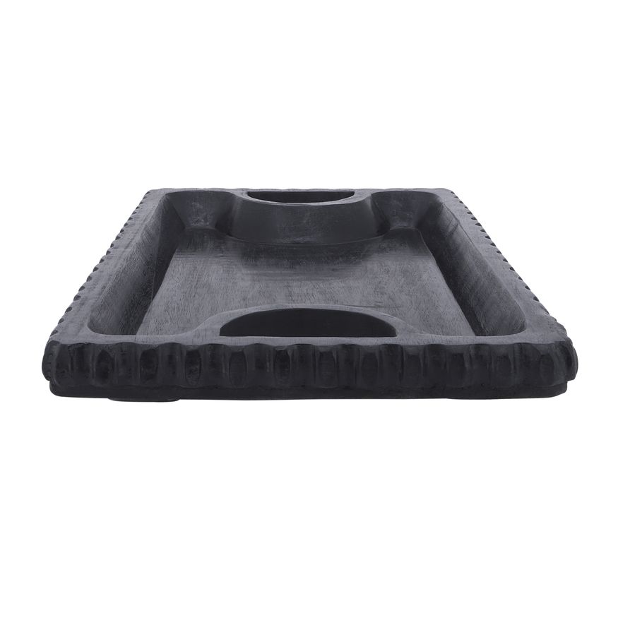 Sagebrook 25"x15" Wood Scalloped Edge Tray - Black