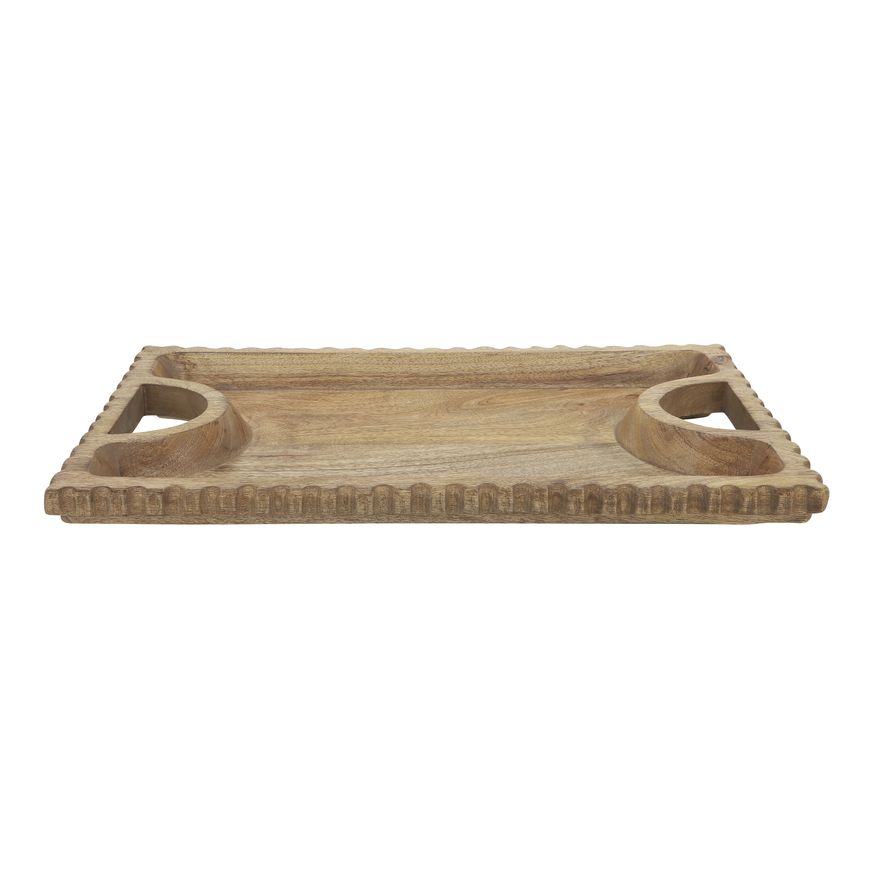 Sagebrook 25"x15" Wood Scalloped Edge Tray - Natural