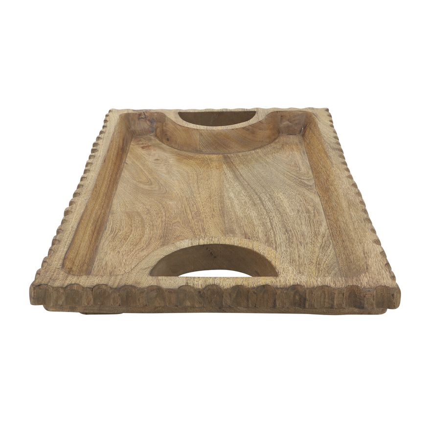 Sagebrook 25"x15" Wood Scalloped Edge Tray - Natural