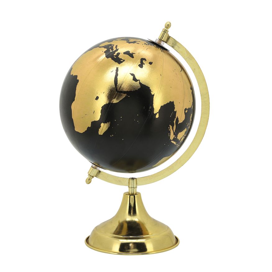 Sagebrook 13" Metal Globe - Gold/Black