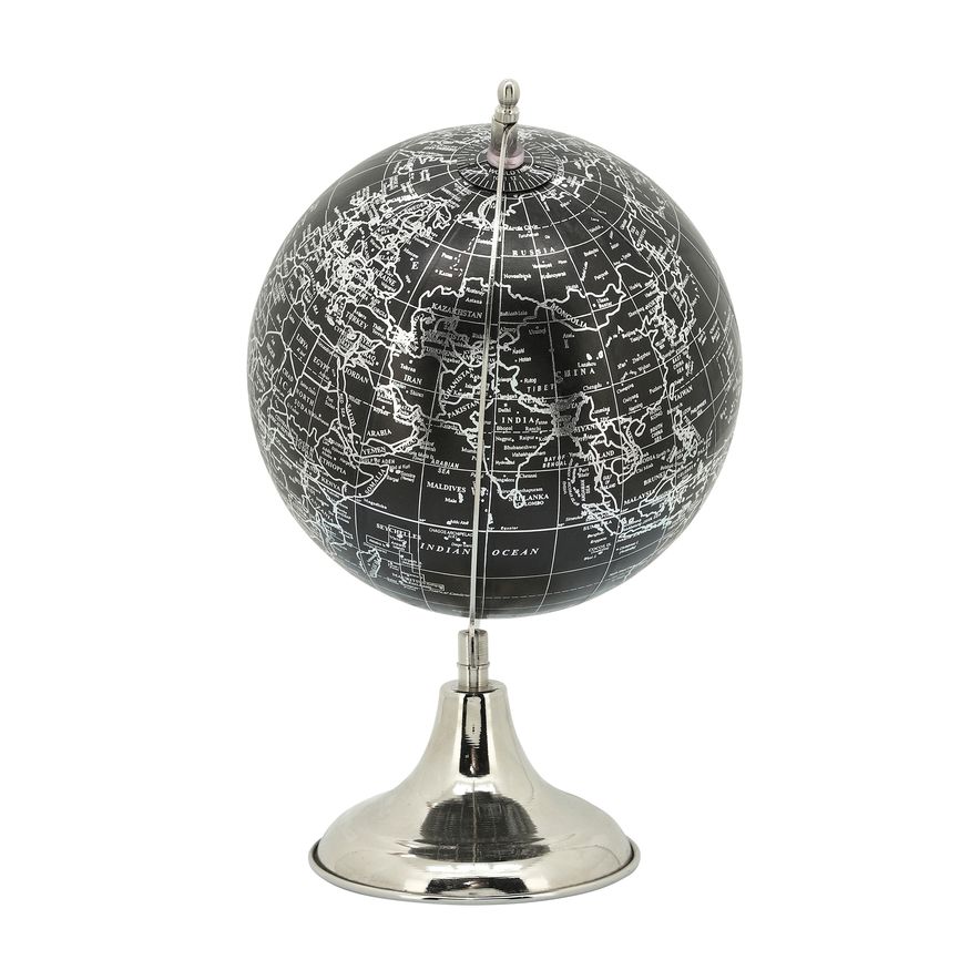 Sagebrook 13" Metal Globe - Black/Silver