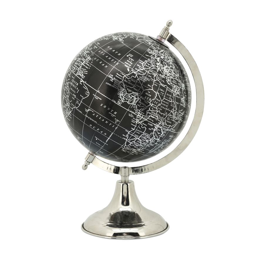 Sagebrook 13" Metal Globe - Black/Silver