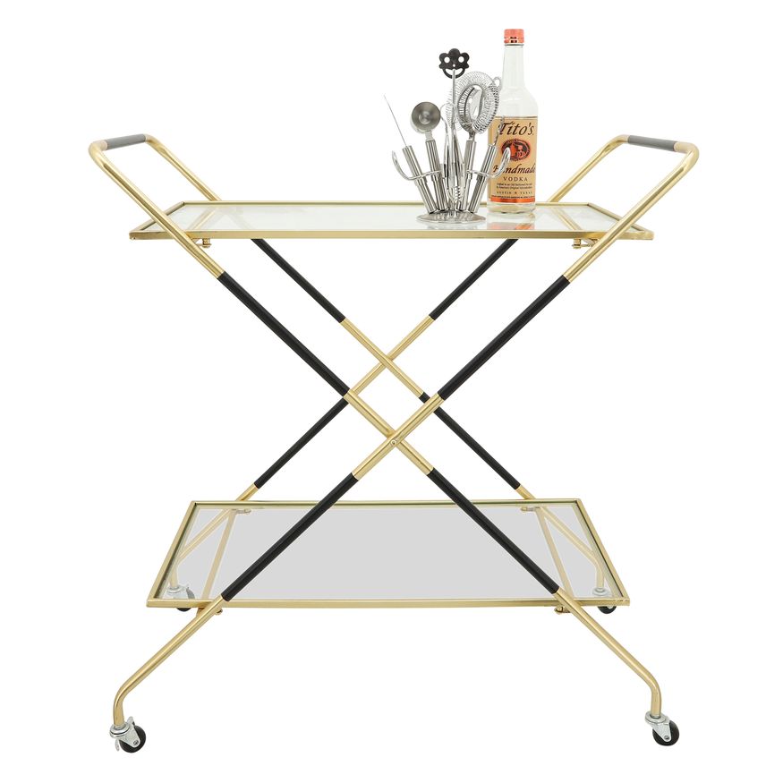 Sagebrook - Two Layered X-Ray Metal Bar Cart