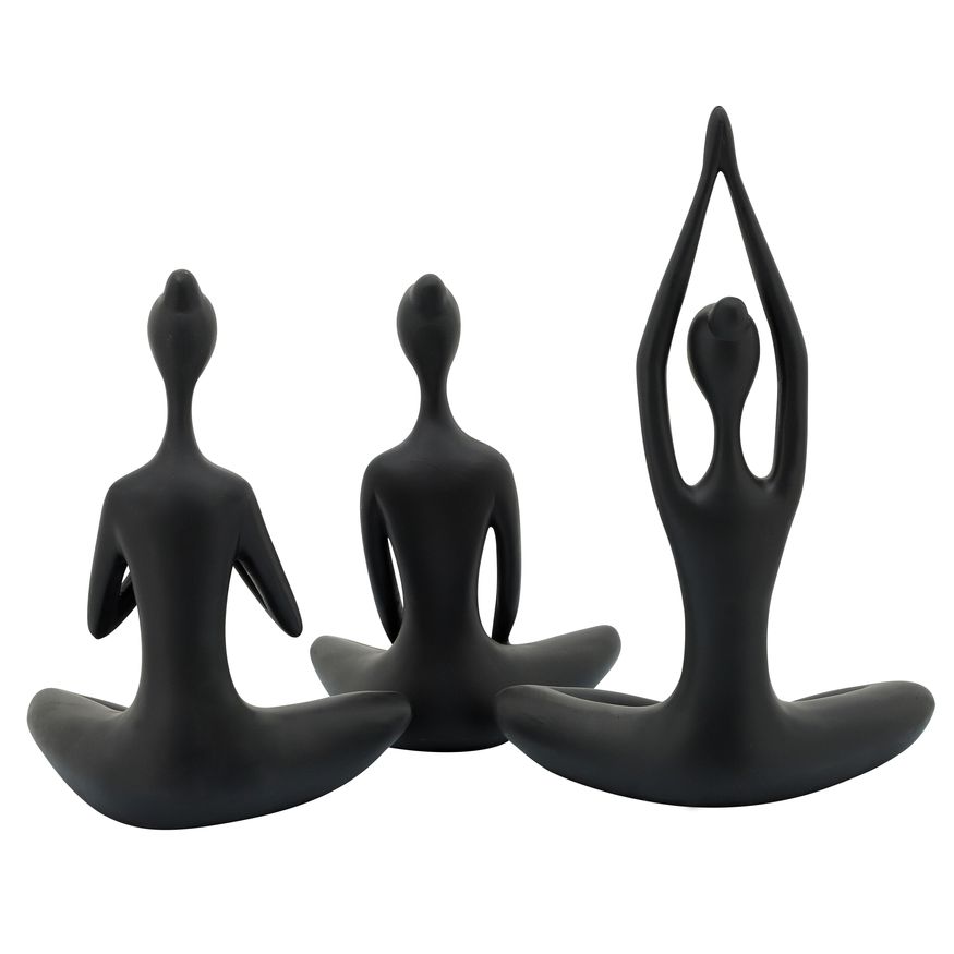 Sagebrook 10" Resin Yoga Ladies (Set Of 3) - Black