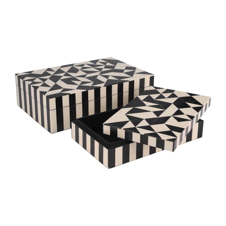 Sagebrook 10"/12" Resin Harlequin Boxes (Set Of 2)