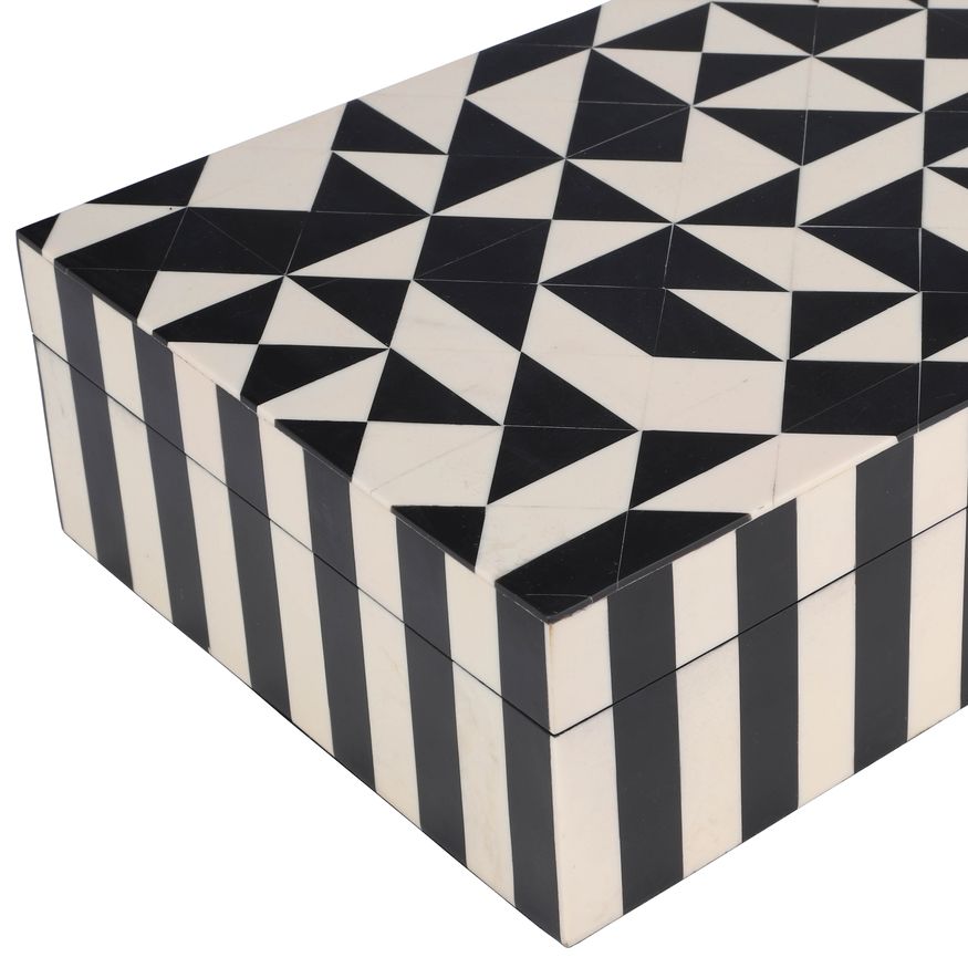 Sagebrook 10"/12" Resin Harlequin Boxes (Set Of 2) - Black/White