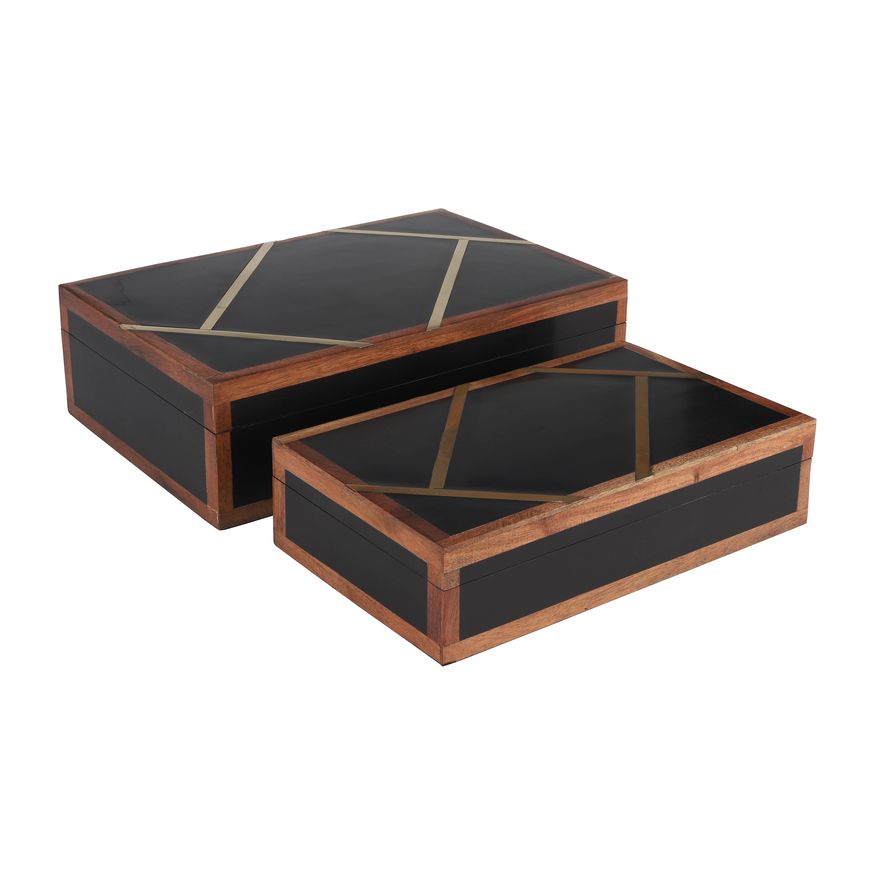 Sagebrook 10"/12" Resin Harlequin Boxes (Set Of 2)