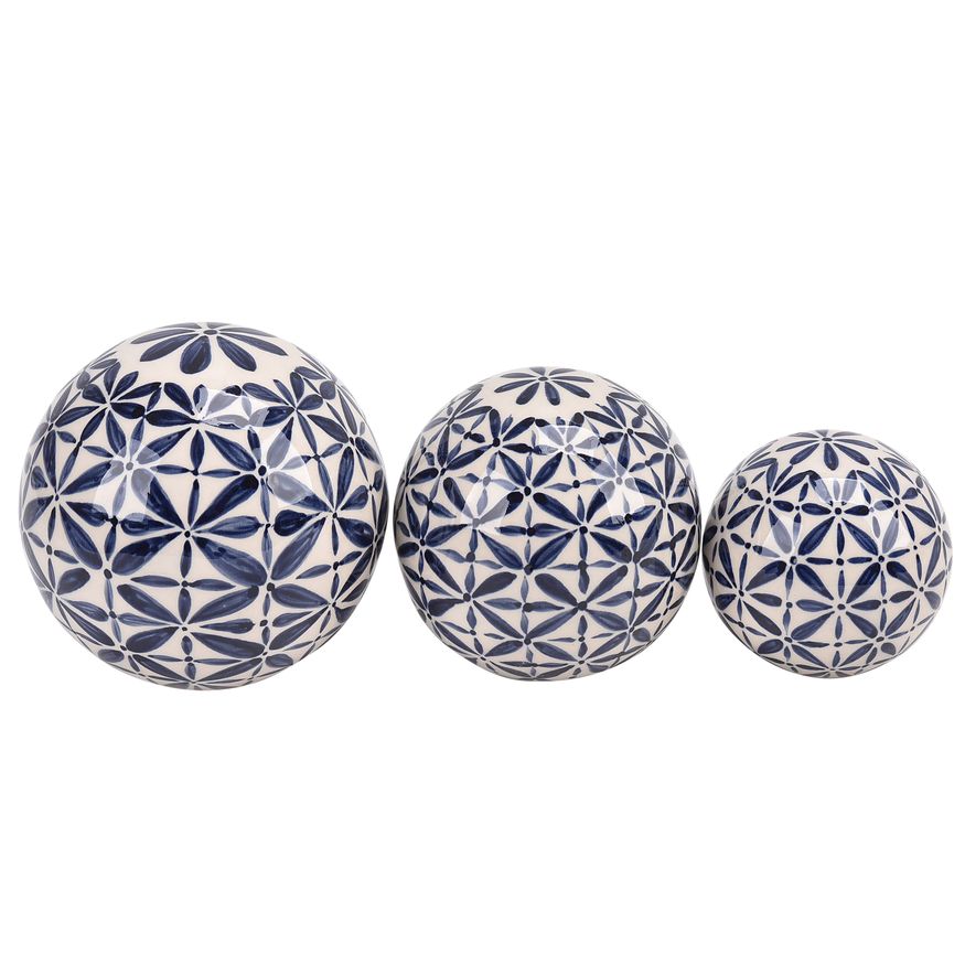 Sagebrook 4"/5"/6" Ceramic Abstract Orbs (Set Of 3)