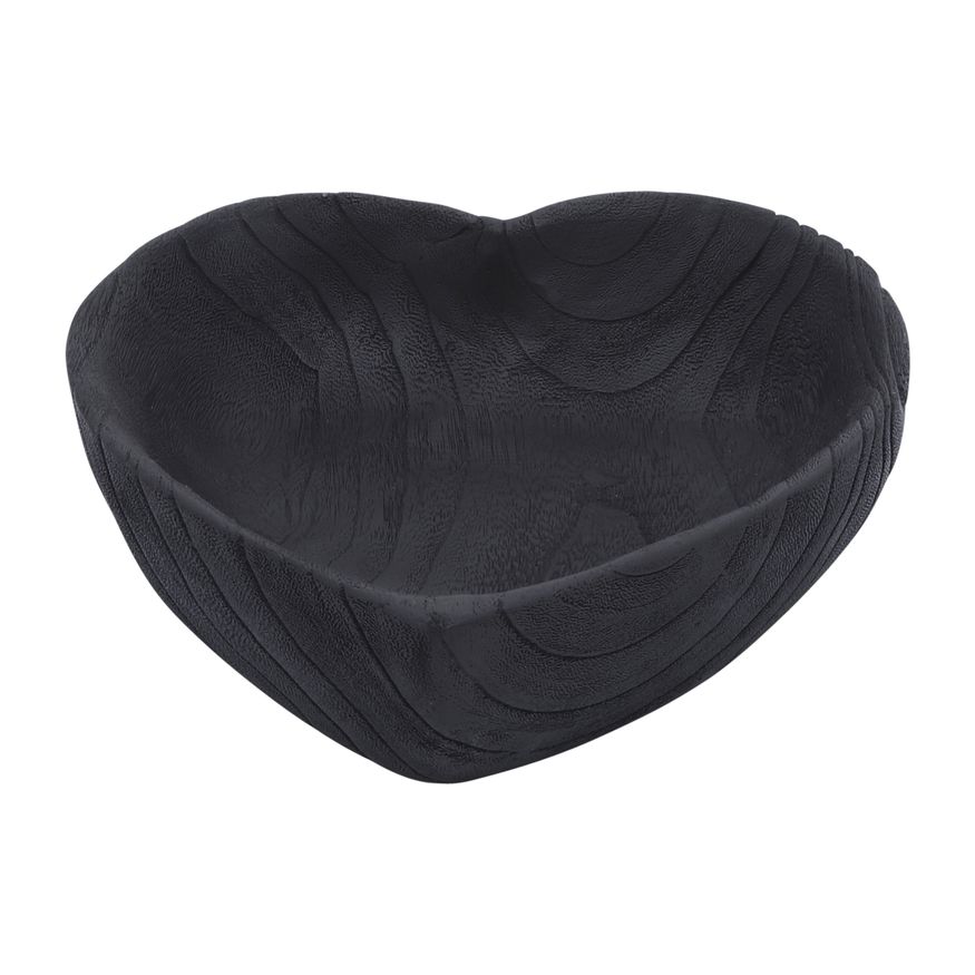 Sagebrook 9"/10" Wood Heart Bowls (Set Of 2) - Black