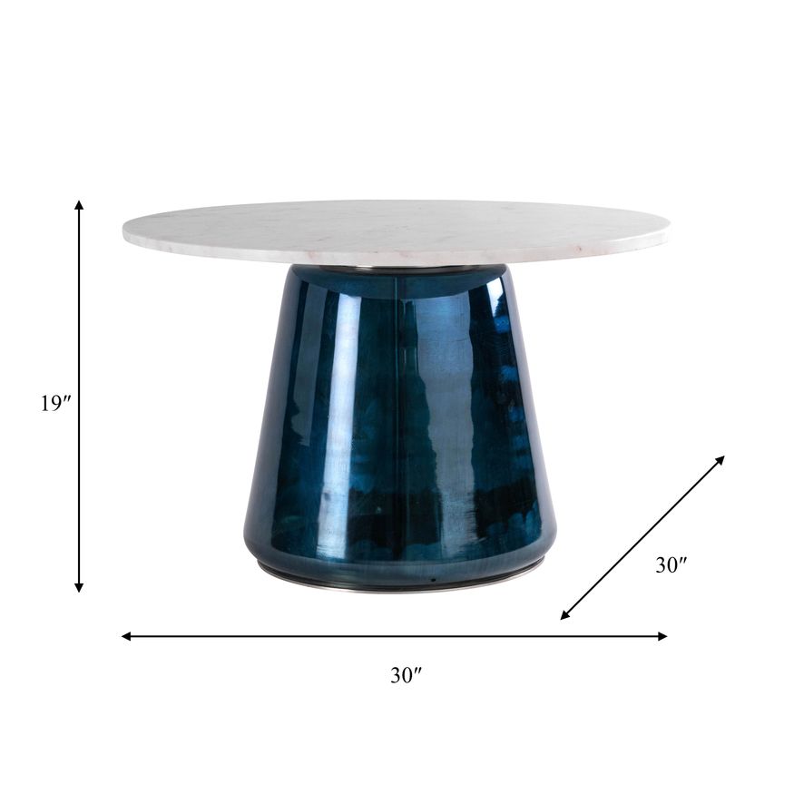 Sagebrook™ Marble Top Coffee Table Glass Base - White/Blue