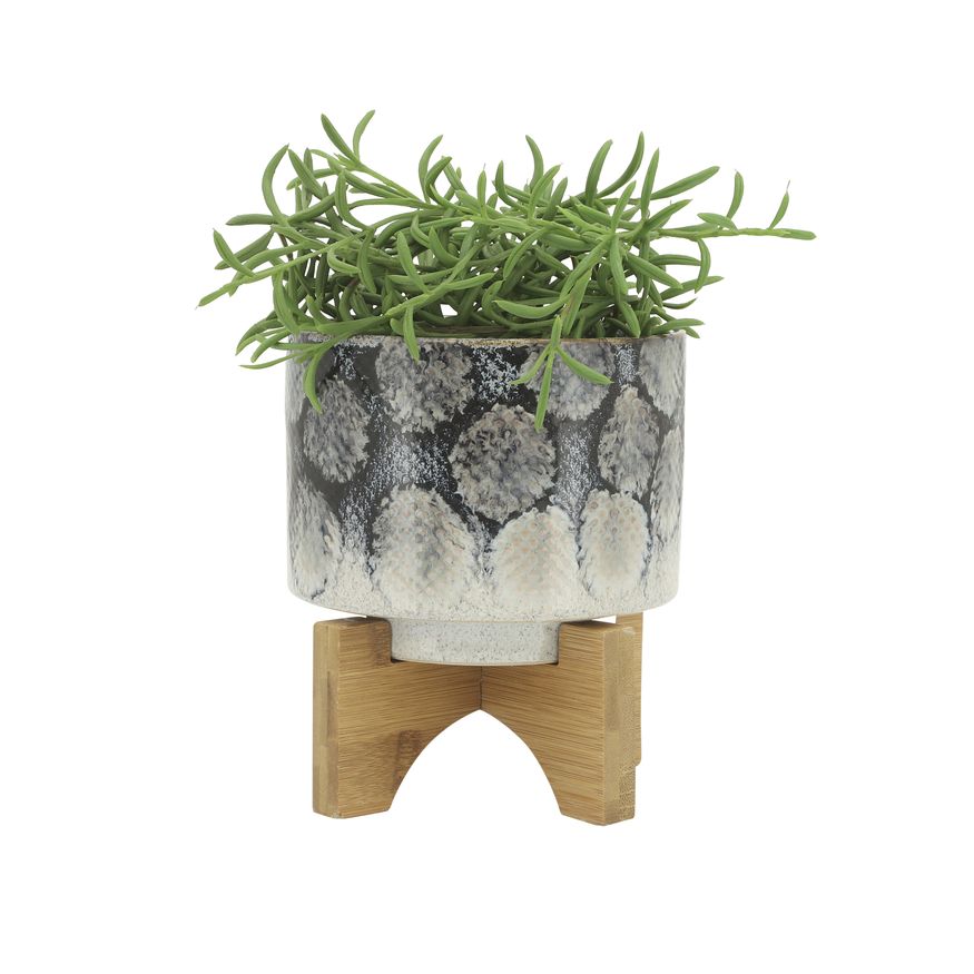 Sagebrook 5" Snakeskin Ceramic Planter With Stand - Blue