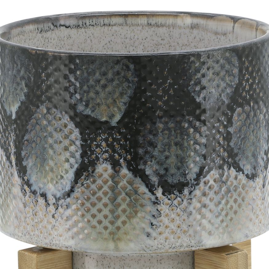 Sagebrook 5" Snakeskin Ceramic Planter With Stand - Blue