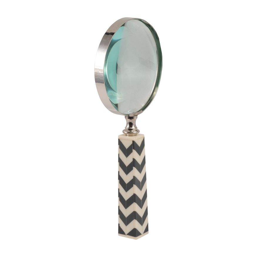 Sagebrook™ 4" Resin Chevron Magnifying Glass - Black/White