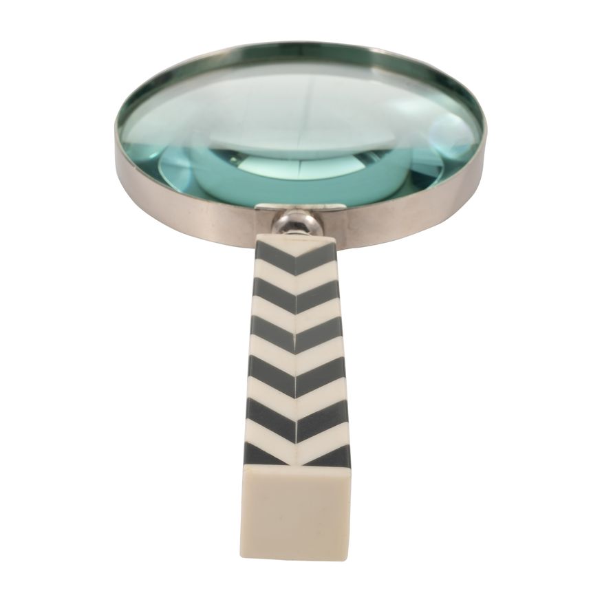 Sagebrook™ 4" Resin Chevron Magnifying Glass - Black/White