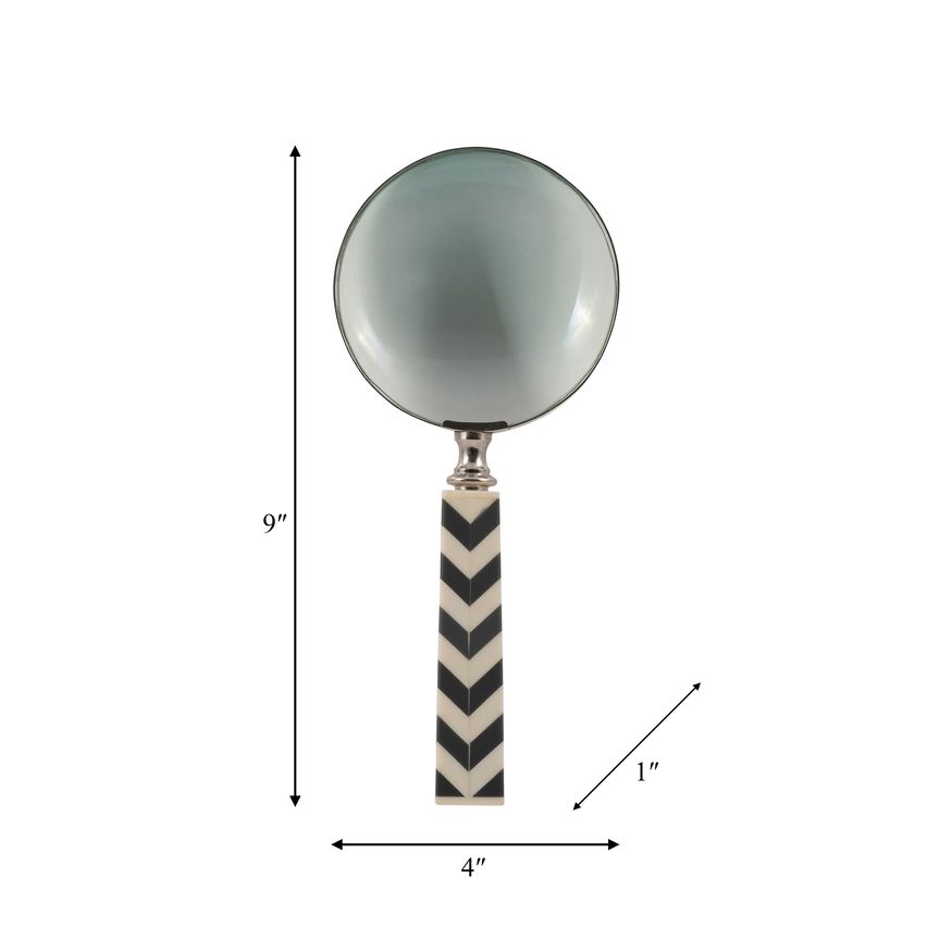 Sagebrook™ 4" Resin Chevron Magnifying Glass - Black/White