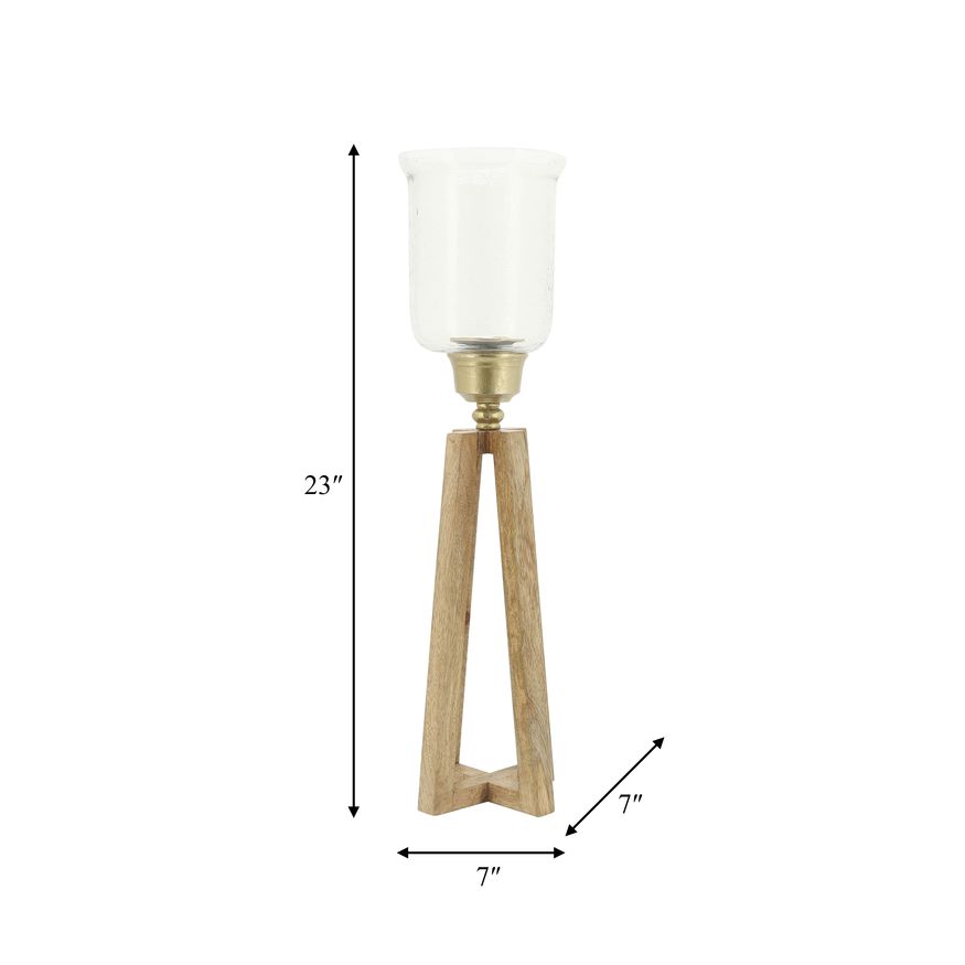 Sagebrook - 23" Wood Torch Candle Holder in Natural