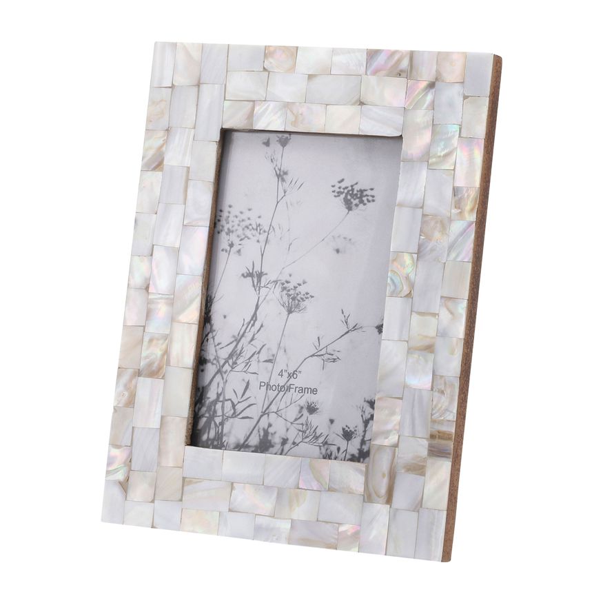 Sagebrook 4"x6" Resin Capiz Design Photo Frame - Silver