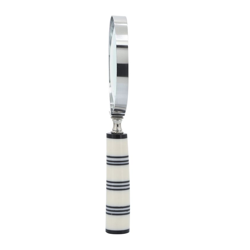 Sagebrook - 4" Resin Striped Magnifying Glass in Black/White