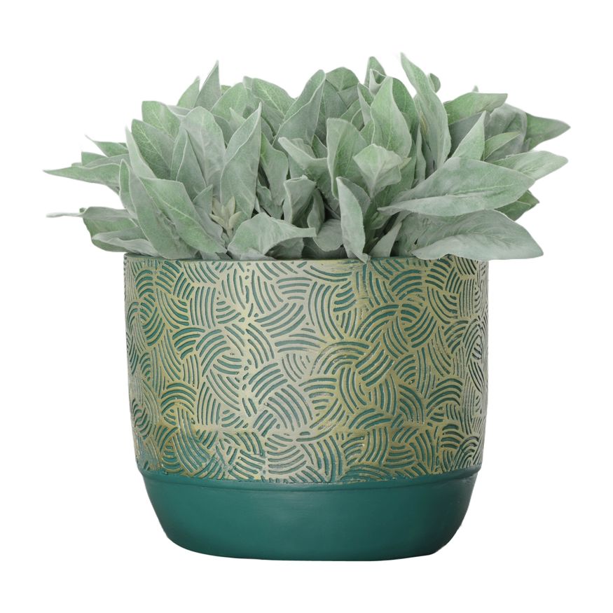 Sagebrook 10"/13" Resin Swirl Planters (Set Of 2) - Green/Gold