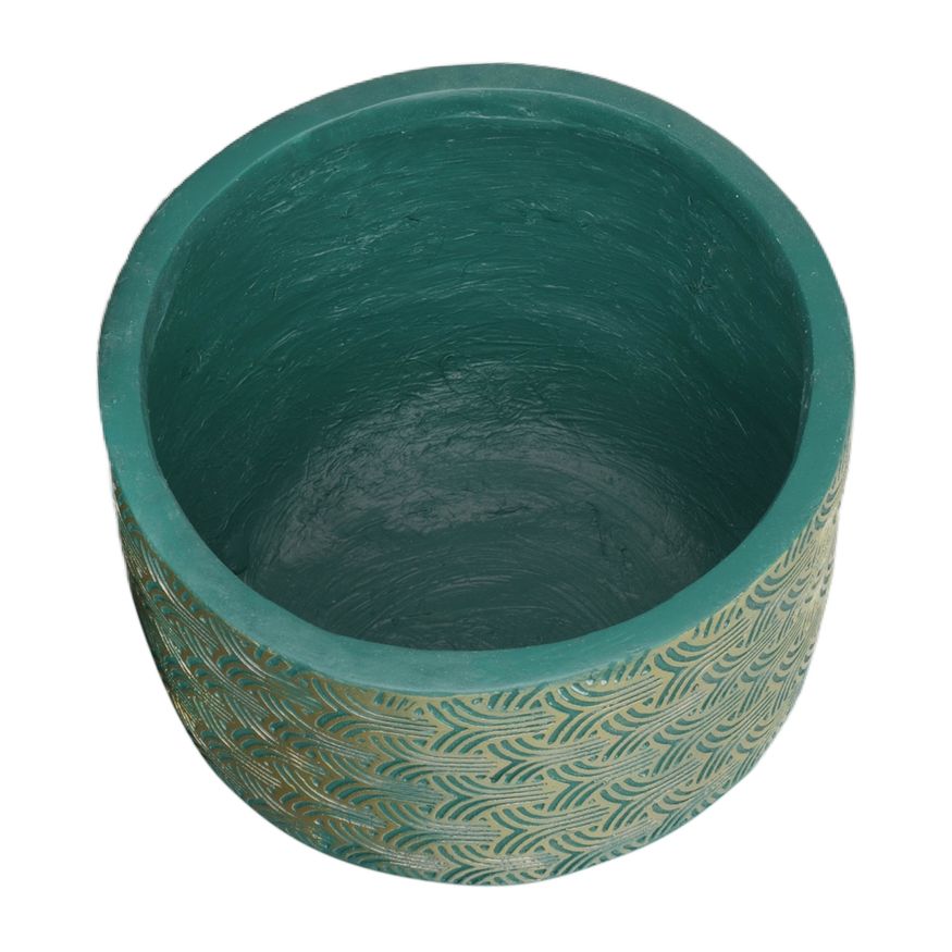 Sagebrook 10"/13" Resin Swirl Planters (Set Of 2) - Green/Gold