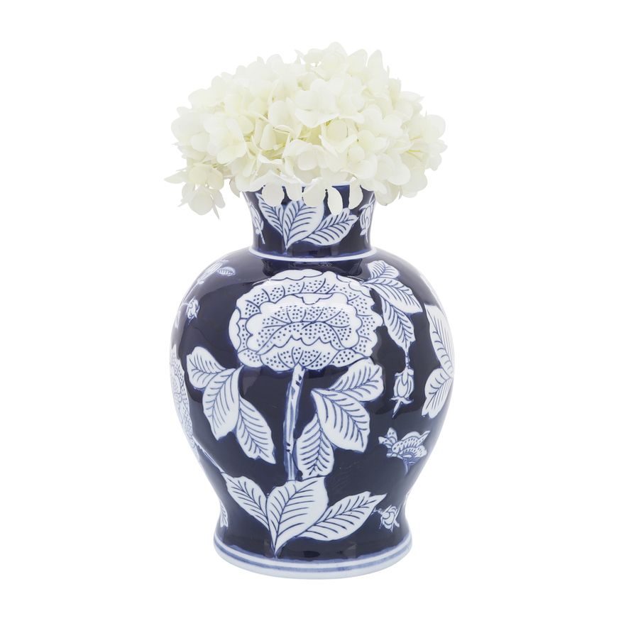 Sagebrook - 9" Ceramic Flower Vase in Blue/White