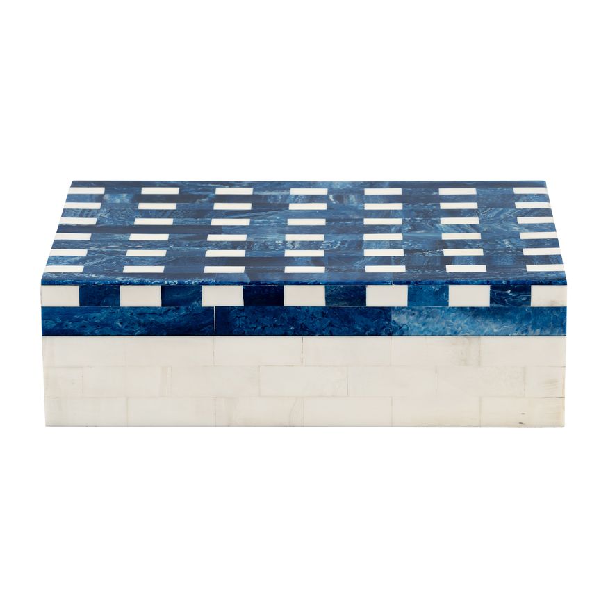 Sagebrook - Resin Plaid Boxes (Set Of 2) in Blue