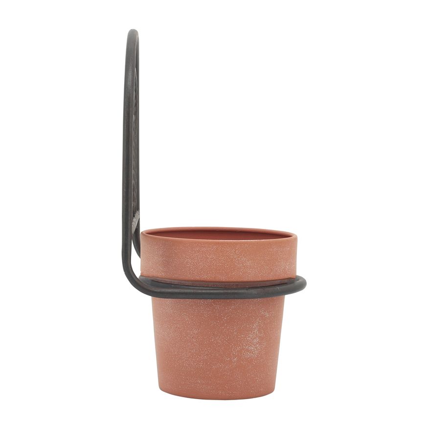 Sagebrook Metal Wall Planter - Black/Terracotta