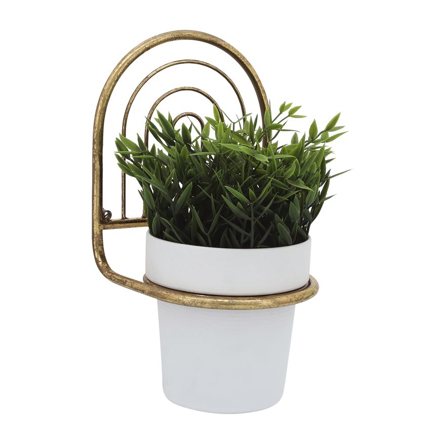 Sagebrook Metal Wall Planter - Gold/White