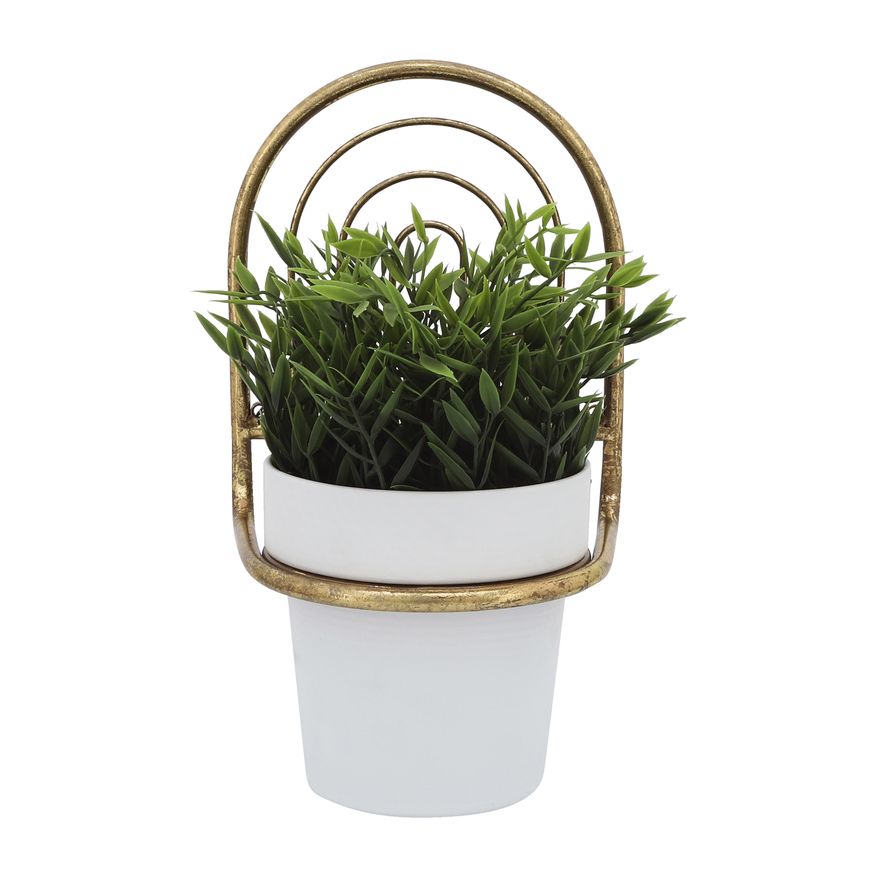 Sagebrook Metal Wall Planter - Gold/White