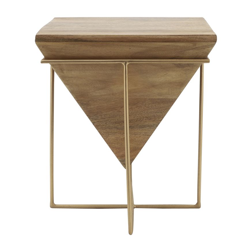 Sagebrook - Wood Inverted Pyramid Side Table in Brown/Gold