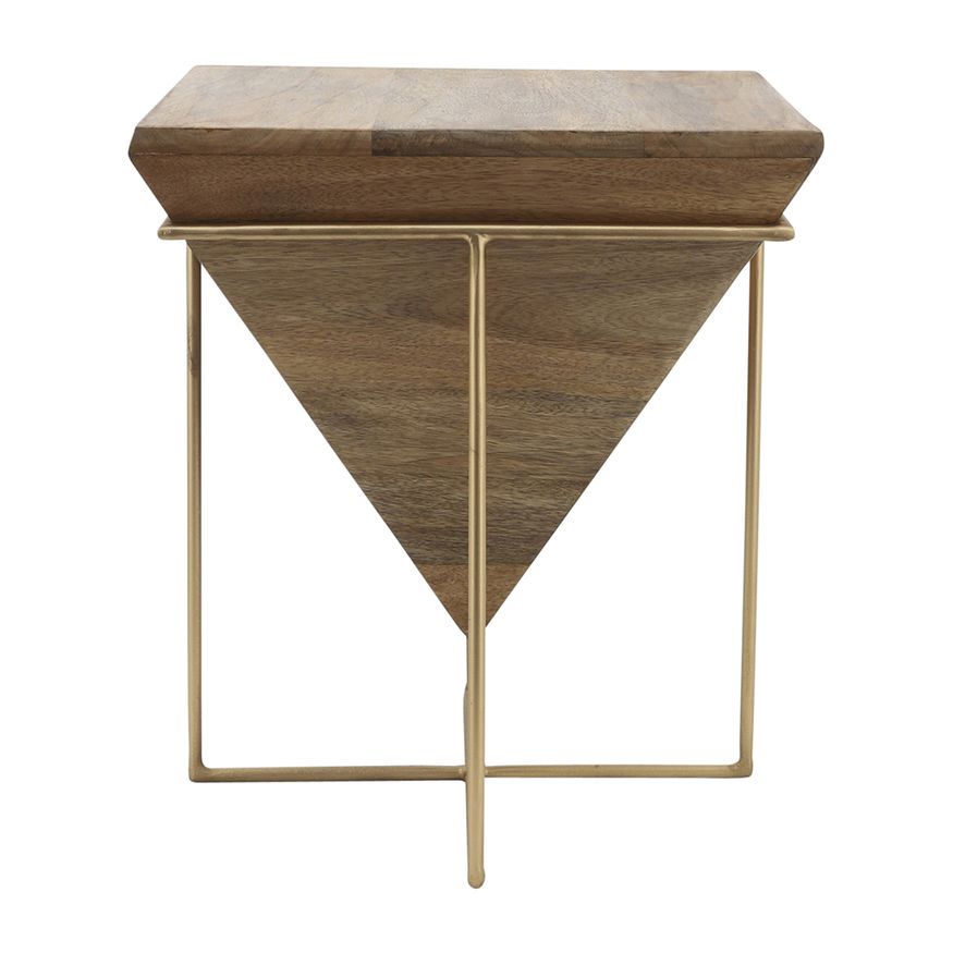 Sagebrook - Wood Inverted Pyramid Side Table in Brown/Gold